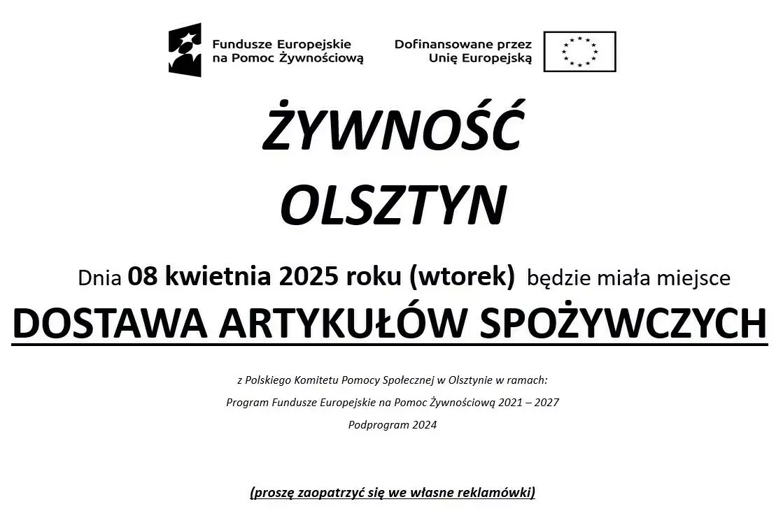 Dostawa żywność 8 kwietnia (wtorek)